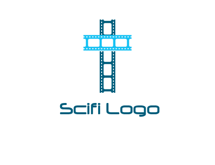 cross and film reel logo