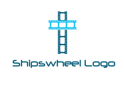cross and film reel logo