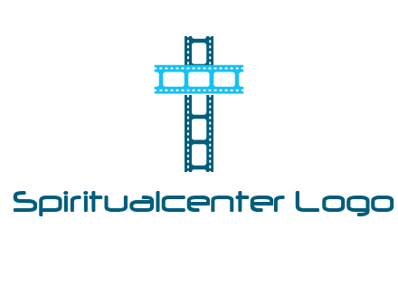 cross and film reel logo