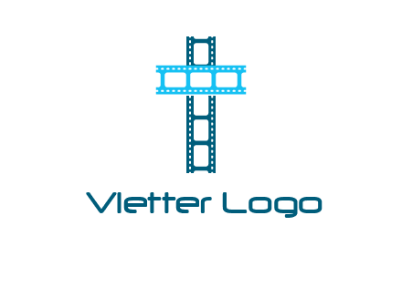 cross and film reel logo