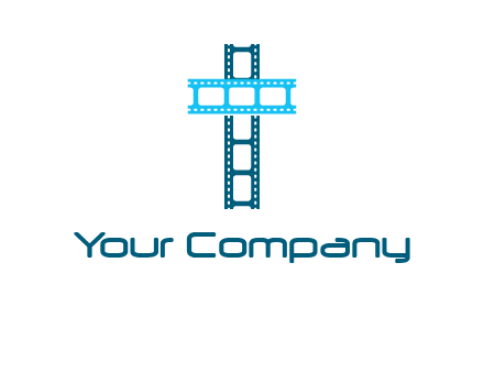 cross and film reel logo