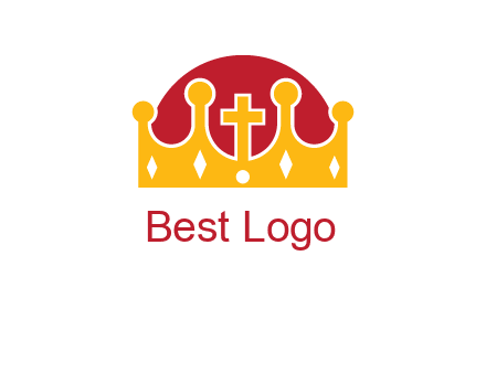 king crown with cross in center logo