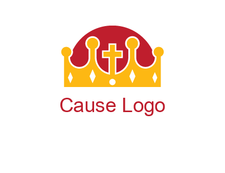 king crown with cross in center logo