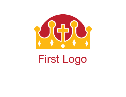 king crown with cross in center logo