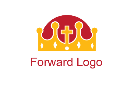 king crown with cross in center logo