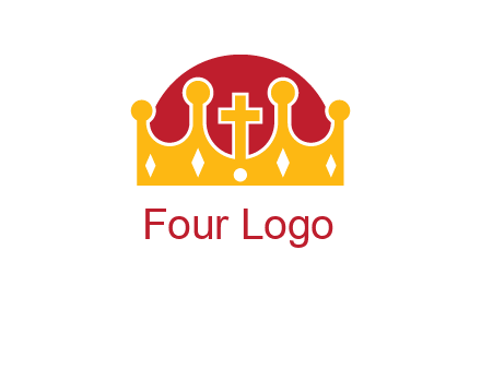 king crown with cross in center logo