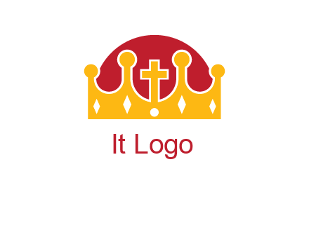 king crown with cross in center logo