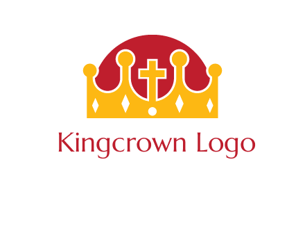 king crown with cross in center logo