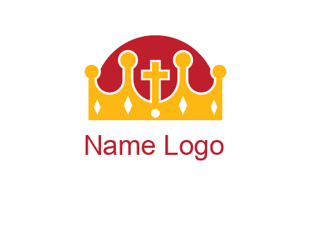 king crown with cross in center logo