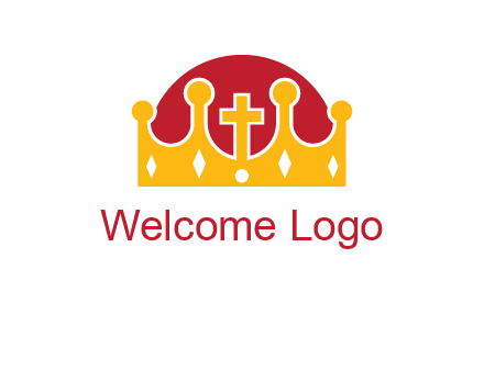 king crown with cross in center logo