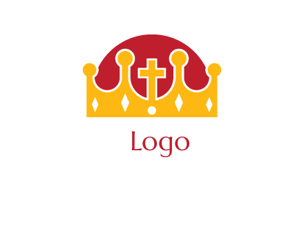 king crown with cross in center logo