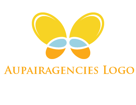 butterfly childcare logo with loops and ovals