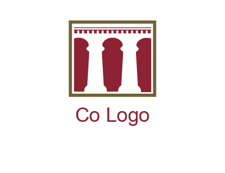 supporting pillars in a square logo