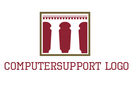 supporting pillars in a square logo