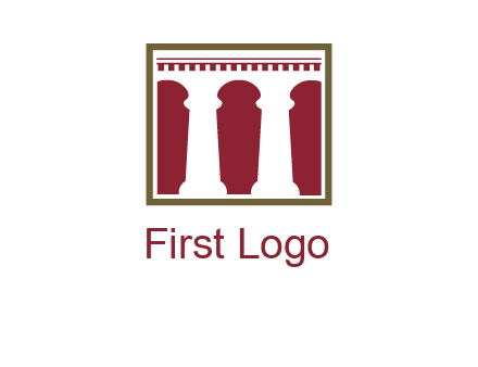 supporting pillars in a square logo