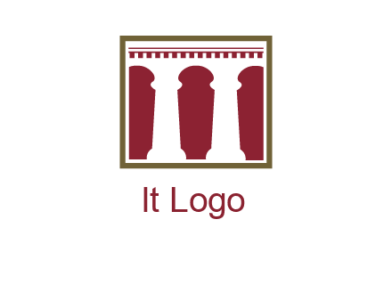 supporting pillars in a square logo