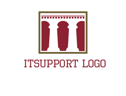 supporting pillars in a square logo