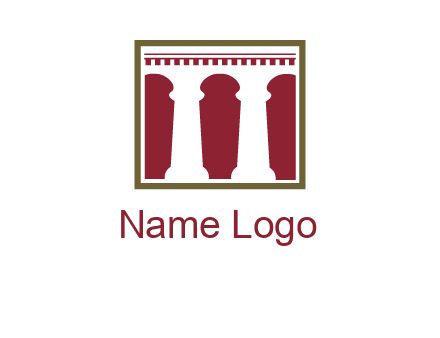 supporting pillars in a square logo