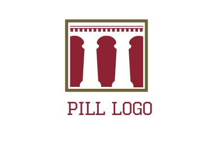 supporting pillars in a square logo