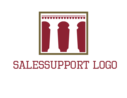 supporting pillars in a square logo