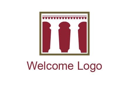 supporting pillars in a square logo