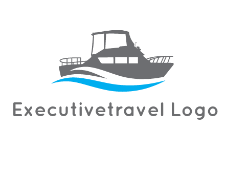 ship in sea travel logo