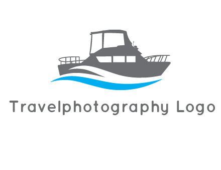 ship in sea travel logo