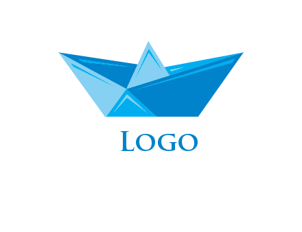 paper ship icon in origami logo