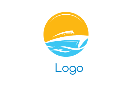 yacht sun and sea travel logo