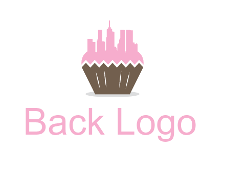 buildings forming cupcake food logo