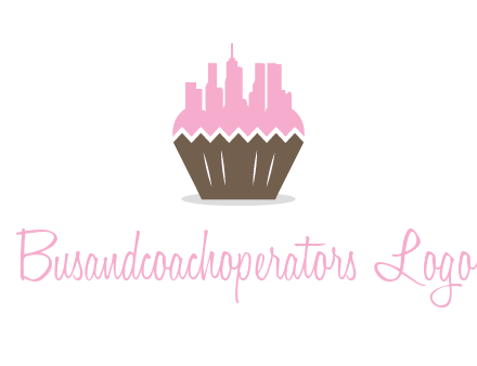 buildings forming cupcake food logo