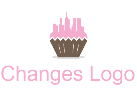 buildings forming cupcake food logo