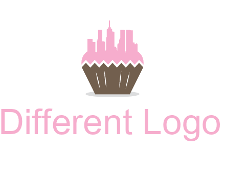 buildings forming cupcake food logo