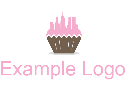 buildings forming cupcake food logo