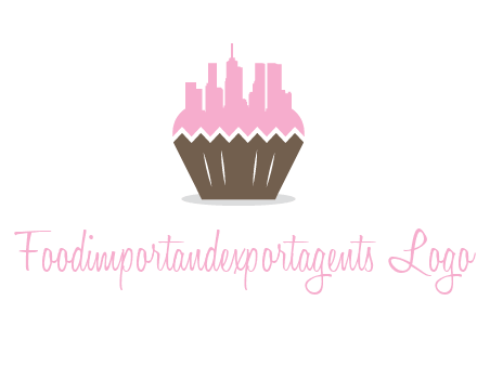 buildings forming cupcake food logo