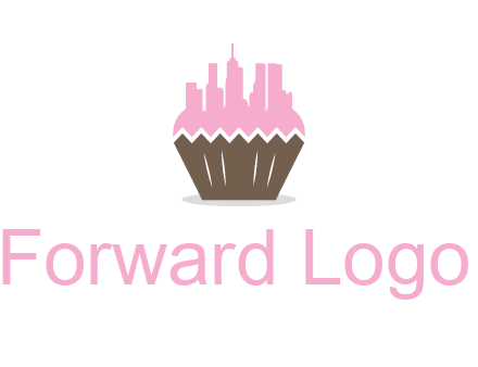 buildings forming cupcake food logo