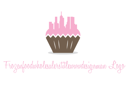 buildings forming cupcake food logo