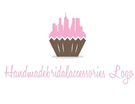 buildings forming cupcake food logo