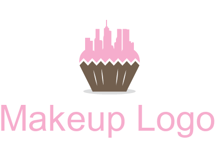 buildings forming cupcake food logo
