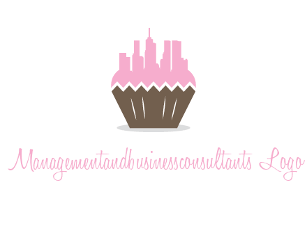 buildings forming cupcake food logo