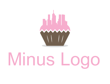 buildings forming cupcake food logo
