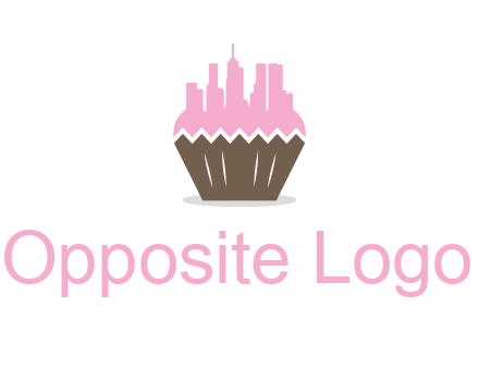 buildings forming cupcake food logo