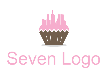 buildings forming cupcake food logo