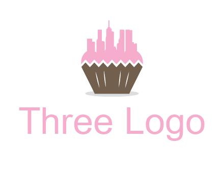 buildings forming cupcake food logo