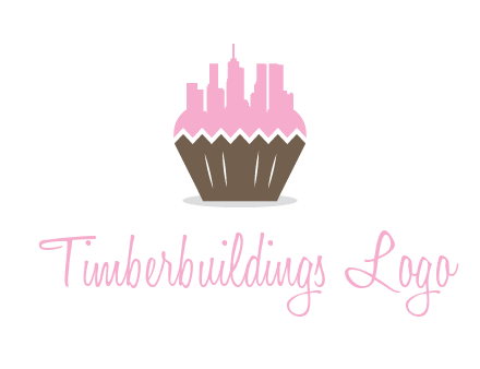 buildings forming cupcake food logo