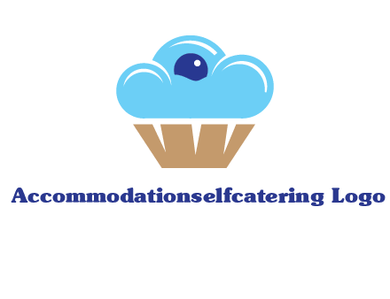 cloud forming cupcake with berry food logo