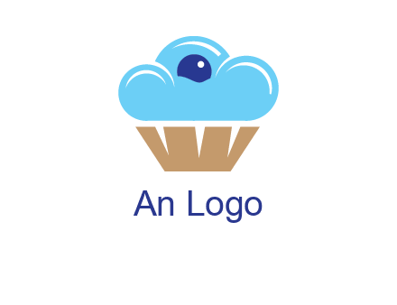 cloud forming cupcake with berry food logo