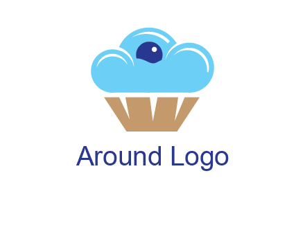 cloud forming cupcake with berry food logo