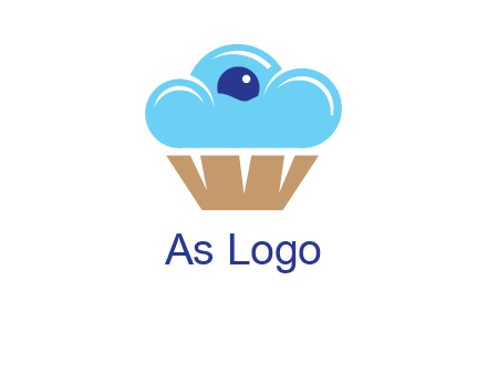 cloud forming cupcake with berry food logo