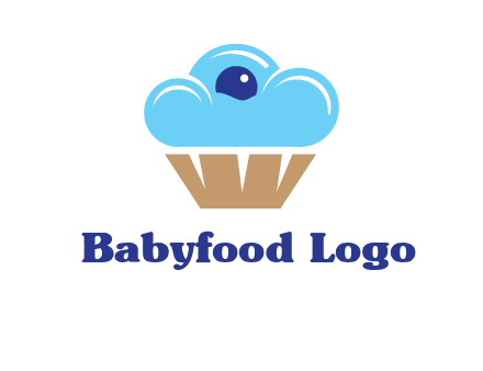 cloud forming cupcake with berry food logo
